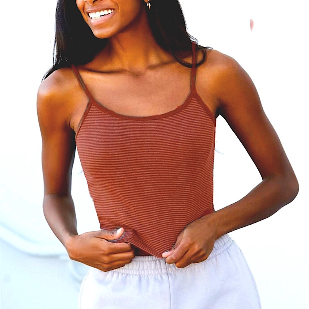 John Galt Red and White Striped Skylar Tank Top